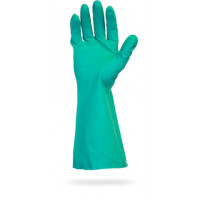 Green Flock Lined Nitrile Gloves - Large